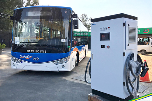 Charging the first electric bus in Canelones, Uruguay